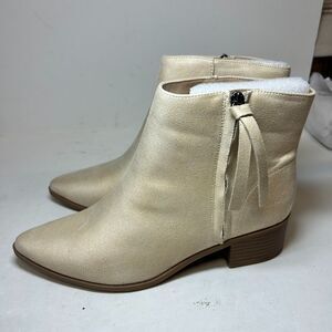 Journee Collection Womens 8.5 M Off White Sadiya Ankle Booties DISPLAY JQ5
